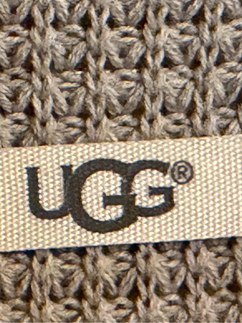 UGG Australia XL Taupe Waffle Knit Cowl Neck Tunic Poncho Sweater - Picture 5 of 7